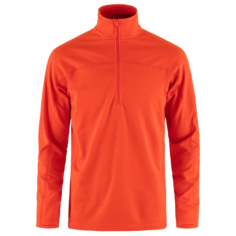 Fjallraven Abisko Lite Fleece Half Zip Mens in Flame Orange